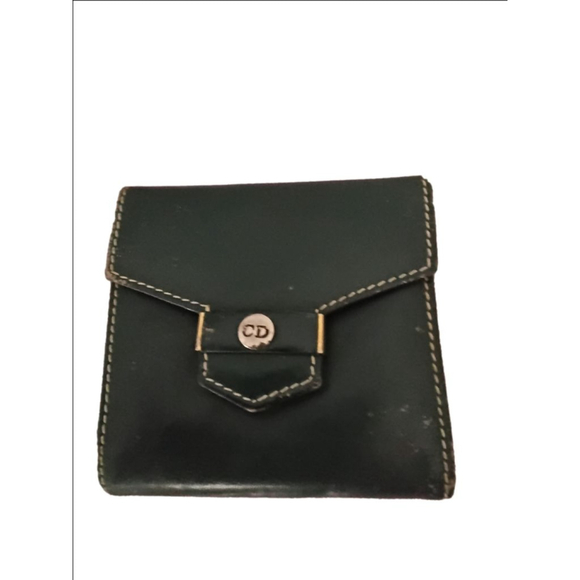 NEW ARRIVAL- Christian Dior Green Leather Vintage Bifold Compact Wallet